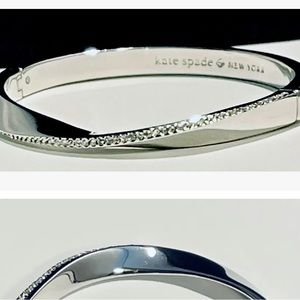 Kate Spade Pave Hinged Bangle Do The Twist Silver Plated With Crystals Bracelet